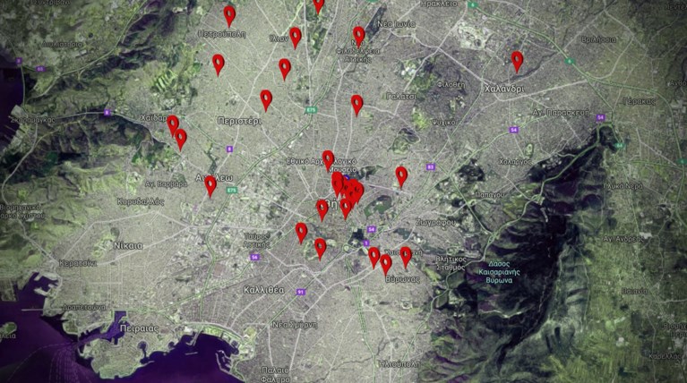 Ο χάρτης των καταλήψεων στην Αττική - 45 χώροι στο στόχαστρο της ΕΛΑΣ