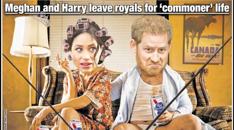 Ξεκαρδιστικά πρωτοσέλιδα: Η Μέγκαν με ρόλεϊ & ο Χάρι με μπυροκοιλιά