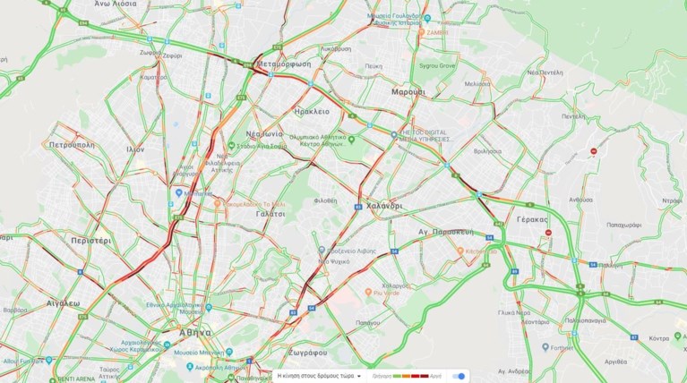 Κίνηση στους δρόμους της Αθήνας από νωρίς, live ο χάρτης