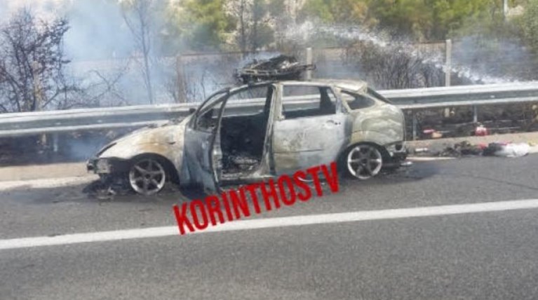 IΧ τυλίχτηκε στις φλόγες στην εθνική οδό Αθηνών – Κορίνθου