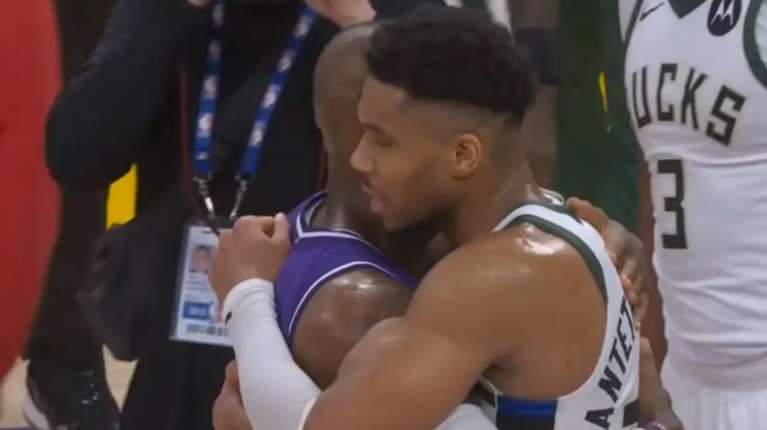 Ο Λεμπρόν Τζέιμς αγκάλιασε τον Γιάννη Αντετοκούνμπο, παρά την... τάπα του "Greek freak" στον αγώνα