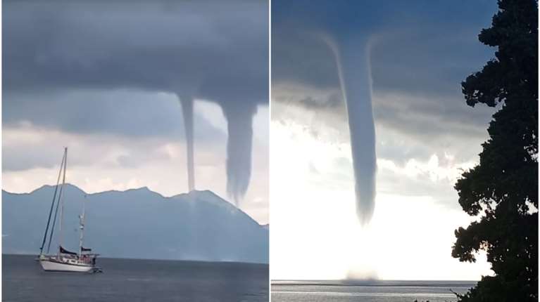 Διπλός υδροστρόβιλος ανάμεσα σε Αγκίστρι και Αίγινα - Εντυπωσιακό φαινόμενο [εικόνες - βίντεο]