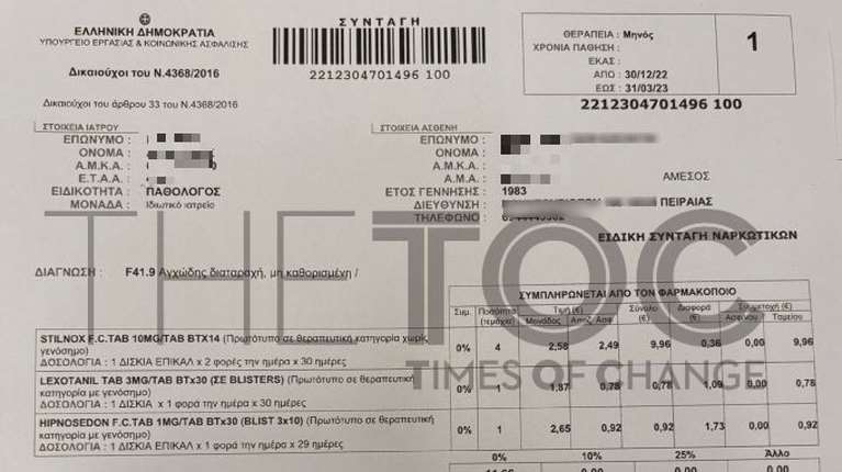 Ντοκουμέντο από το κύκλωμα γιατρών-φαρμακοποιών: Η πρώτη εικονική συνταγογράφηση του παθολόγου