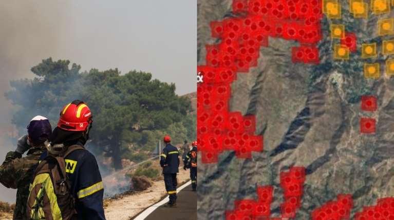 Meteo: Δείτε τους χάρτες από τις εκτάσεις που έχουν επηρεαστεί από τις 6 μεγάλες φωτιές στην Ελλάδα