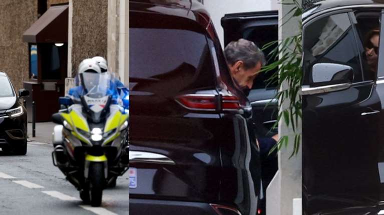 Η στιγμή που ο Σαρκοζί γυρνάει σπίτι: Μέσα σε SUV με φιμέ τζάμια και την Κάρλα Μπρούνι δίπλα του