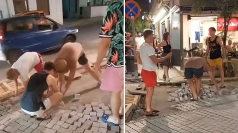 Μάλια: Τουρίστες έβαλαν... πλάτη και βοήθησαν στην πλακόστρωση - &quot;Ακόμα και αυτοί είπαν να βάλουν ένα χεράκι&quot;