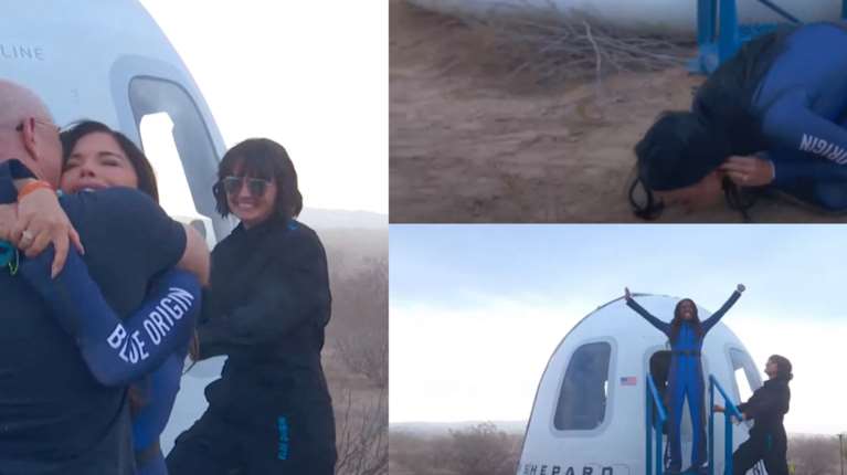 Συγκινημένες επέστρεψαν από το Διάστημα οι 6 γυναίκες: Φιλούσε το χώμα η Κέιτι Πέρι, ποιο τραγούδι είπε την ώρα της πτήσης