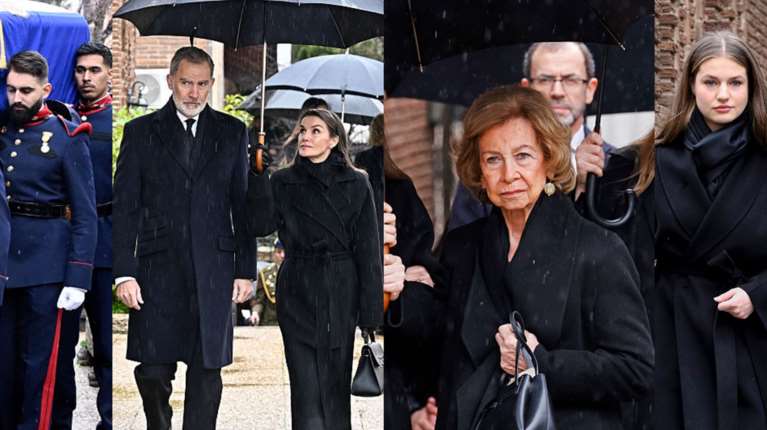 Πριγκίπισσα Ειρήνη: Υπό βροχή ο πρώτος αποχαιρετισμός - Σύσσωμη η βασιλική οικογένεια της Ισπανίας στον Καθεδρικό της Μαδρίτης [εικόνες]