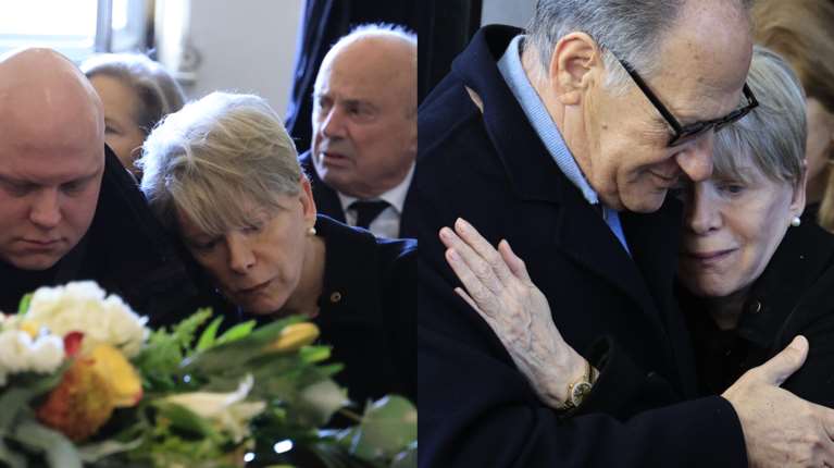 Ελενα Ακρίτα: Συντετριμμένη στην κηδεία της μητέρας της, Σύλβας - Στο πλευρό της ο γιος της, Παύλος Αρζόγλου [εικόνες]