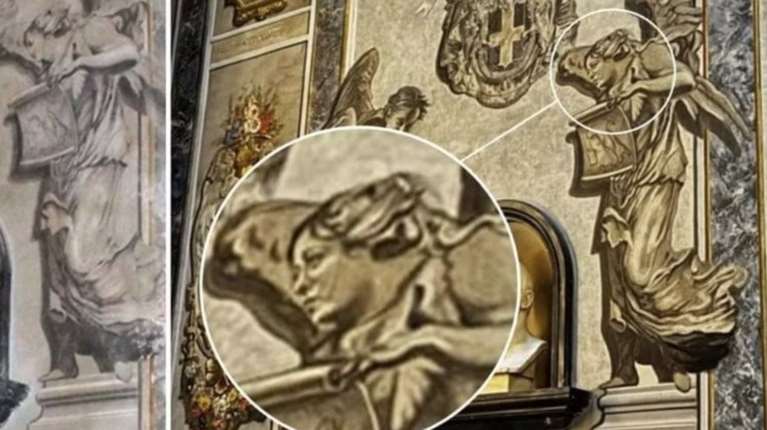 Αφαιρέθηκε από εκκλησία της Ρώμης η τοιχογραφία με τον άγγελο που έμοιαζε στην Μελόνι μετά τον σάλο