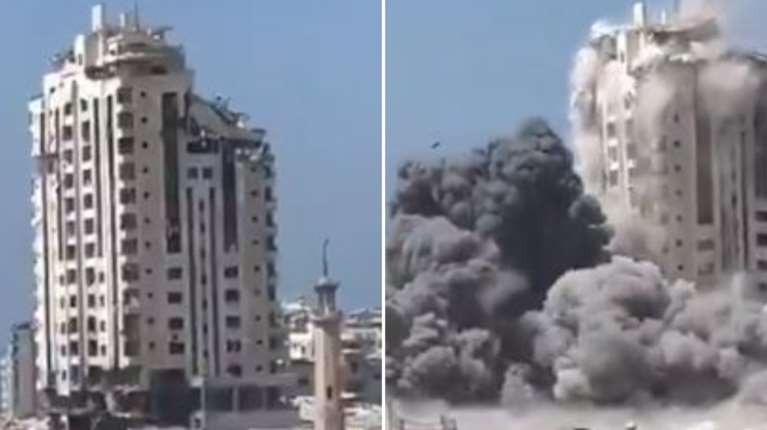 Γάζα: Η στιγμή που οι Ισραηλινοί ισοπεδώνουν έναν από τους υψηλότερους ουρανοξύστες στην πόλη [βίντεο]