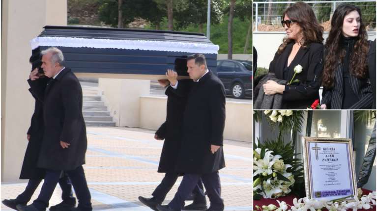Συντετριμμένη η Βάνα Μπάρμπα στην κηδεία του Λάκη Ραπτάκη – Στο πλευρό της η 24χρονη κόρη της, Φαίδρα