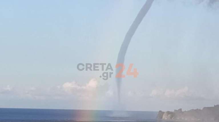Εντυπωσιακός υδροστρόβιλος και ουράνιο τόξο στην Κρήτη [εικόνες - βίντεο]