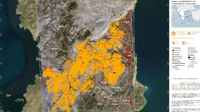 Χίος: Στα 40.918 στρέμματα η πληγείσα έκταση από την πυρκαγιά - Η αποτύπωση από δορυφόρο