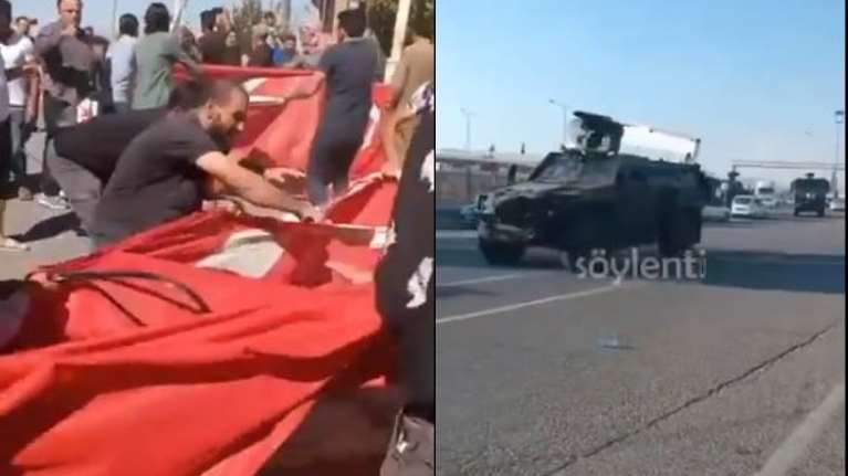 Σφοδρές συγκρούσεις σε Καισάρεια και βόρεια Συρία- Τούρκοι έκαψαν σπίτια και μαγαζιά, Σύριοι καίνε και σκίζουν τουρκικές σημαίες