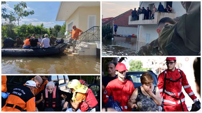 Στα 10 μέτρα το ύψος του Πηνειού στη Λάρισα - Στα 3 μέτρα το νερό στα προάστια - Συνεχίζονται οι απεγκλωβισμοί σε Καρδίτσα - Τρίκαλα