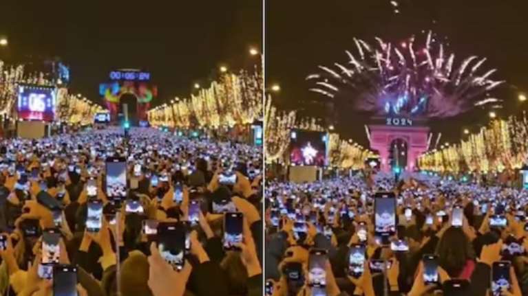 Πρωτοχρονιά στο Παρίσι: &quot;Θάλασσα&quot; από κινητά τραβάει βίντεο την αλλαγή του χρόνου- Κανείς δεν απολαμβάνει τη στιγμή [βίντεο]