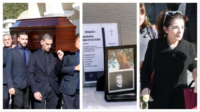 Κηδεία Ανδρέα Μαυραγάνη: Συντετριμμένη η σύζυγός του, Μάνια Παπαδημητρίου - Ποιοι είπαν το τελευταίο αντίο στον ηθοποιό