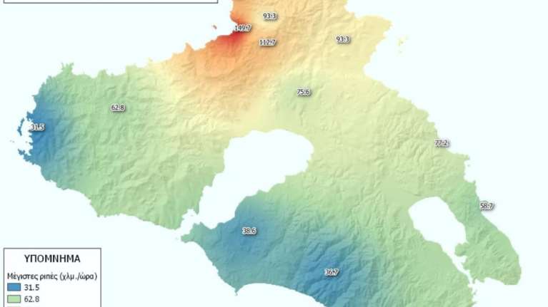 Τα 149,7 χλμ/ώρα έφθασαν οι ριπές του ανέμου που &quot;σάρωσαν&quot; τη Δυτική Λέσβο