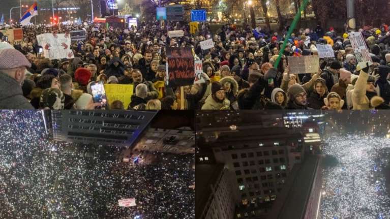 Χιλιάδες Σέρβοι &quot;πλημμύρισαν&quot; το Βελιγράδι φωνάζοντας κατά του Βούτσιτς - &quot;Δικαιοσύνη&quot; για το Νόβι Σαντ και την φοιτήτρια