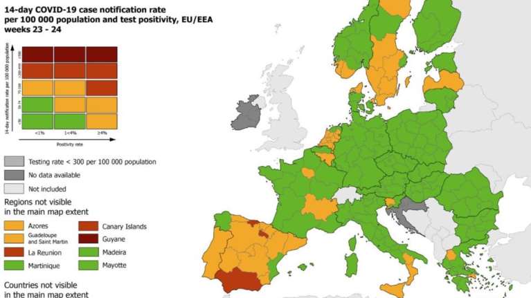 Χάρτες ECDC: &quot;Πράσινη&quot; η Ελλάδα εκτός από Αττική και Δυτική Μακεδονία