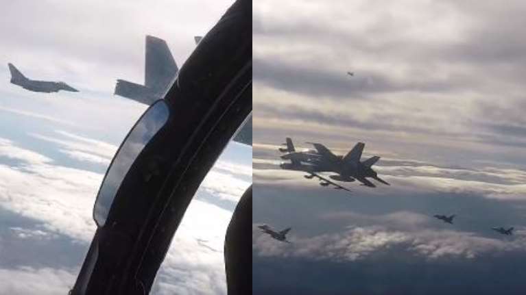 NATO:  Βίντεο &quot;μήνυμα&quot; για τη... Ρωσία με μαχητικά που συνοδεύουν αμερικανικό βομβαρδιστικό