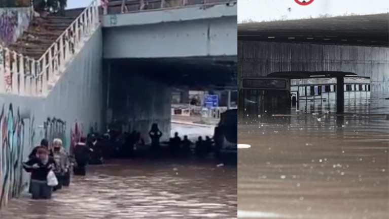 Ποτάμι και η Ποσειδώνος: &quot;Βυθίστηκε&quot; λεωφορείο - Eπιβάτες μέσα στα νερά προσπαθούν να απομακρυνθούν [Βίντεο]