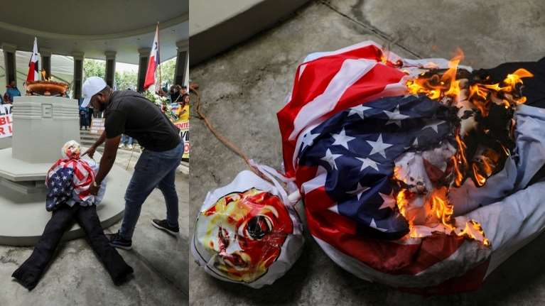 Παναμάς: &quot;Η διώρυγα είναι δική μας&quot; το μήνυμα διαδηλωτών στον Τραμπ- Έκαψαν ομοίωμα του [εικόνες]