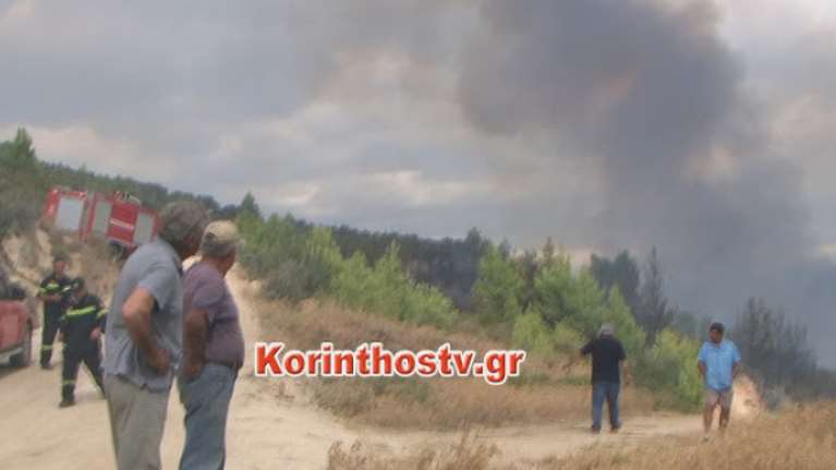 Φωτιά τώρα στο Ελληνοχώρι Κορινθίας