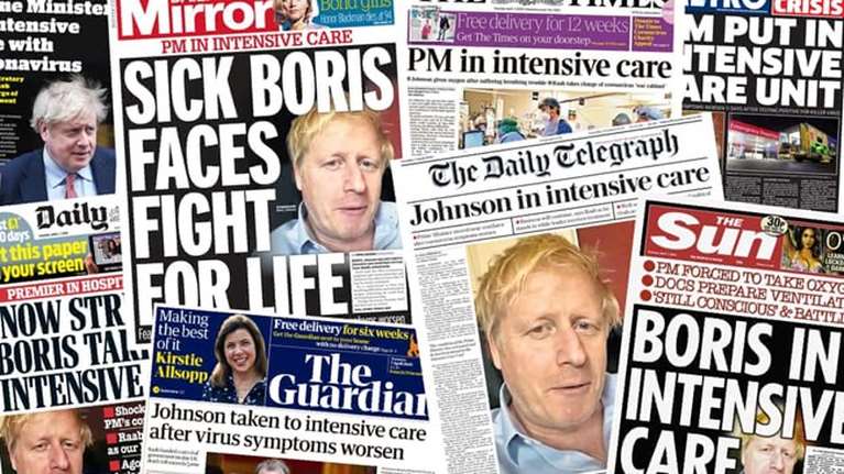 Τα συγκλονιστικά πρωτοσέλιδα του βρετανικού Τύπου για την υγεία του Μπόρις Τζόνσον