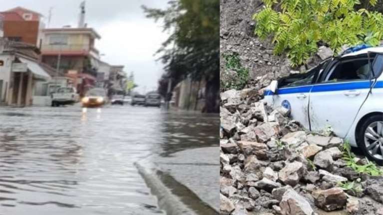 Η κακοκαιρία σάρωσε Ηλεία και Ναύπακτο: Απεγκλωβίστηκαν μαθητές - Καταπλακώθηκαν οχήματα της ΕΛΑΣ [Βίντεο-Εικόνες]