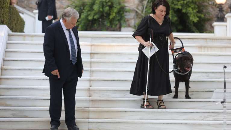 Προεδρικό Μέγαρο: Ο σκύλος που έκλεψε την παράσταση, στη δεξίωση για την αποκατάσταση της Δημοκρατίας