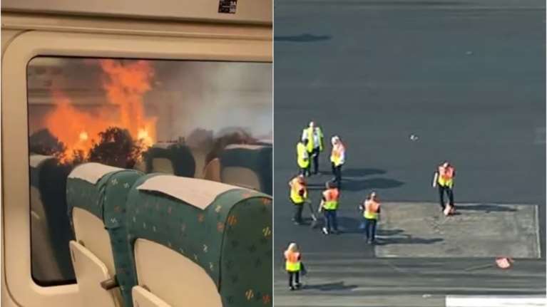 Ακραίος καύσωνας στην Ευρώπη: &quot;Έλιωσε&quot; αεροδιάδρομος στη Βρετανία - Φλόγες περικυκλώνουν τρένο στην Ισπανία [Βίντεο]