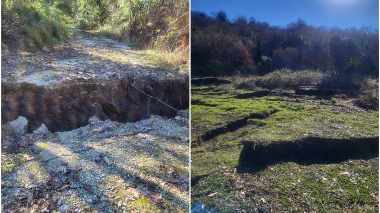 Ιωάννινα: Εκτεταμένη καθίζηση εδάφους στο χωριό Μικροσπηλιά Τζουμέρκων [εικόνες]