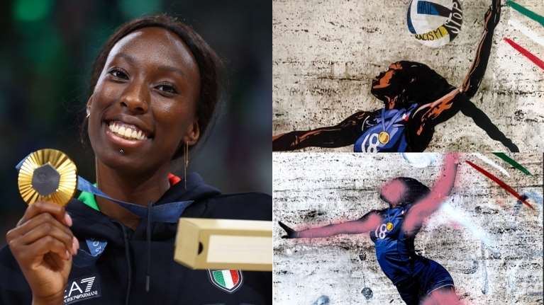 Χυδαία επίθεση ρατσισμού: Έβαψαν ροζ σε γκράφιτι το δέρμα της Ιταλίδας ολυμπιονίκη Εγκονού- Έχει Νιγηριανούς γονείς