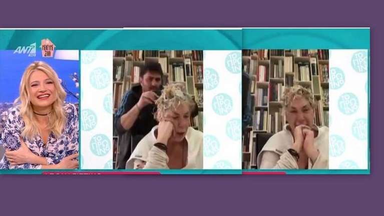 &quot;Τι είναι τούτος; Ααααχ!&quot;: Φίλος της Δήμητρας Λιάνης - Παπανδρέου της βάφει τα μαλλιά σε 2 λεπτά! [Βίντεο]