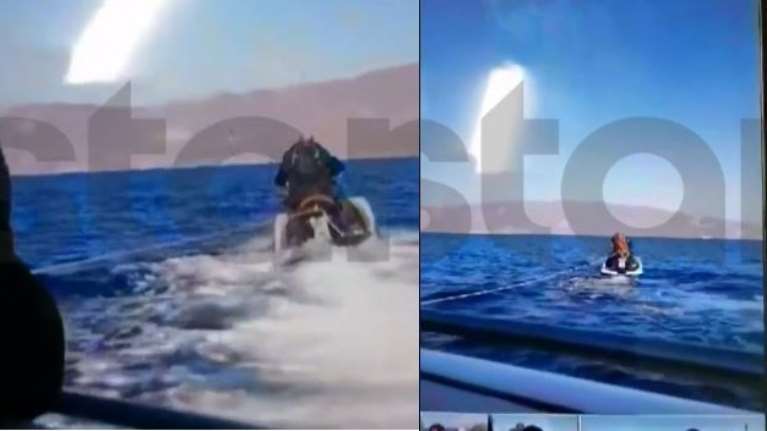 Διακινητής τραβάει με τζετ σκι το φουσκωτό με τους μετανάστες στο στενό της Μυκάλης