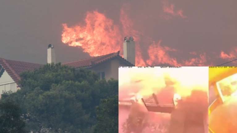 &quot;Περίεργη&quot; έκρηξη στην Παλλήνη την ώρα που έκαιγε ανεξέλεγκτη η φωτιά στην Πεντέλη - Βίντεο ντοκουμέντο