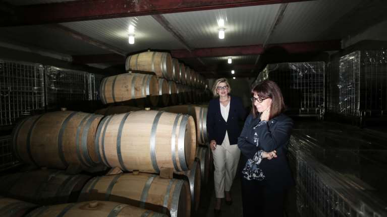 Το οινοποιείο &quot;Κίκονες&quot; που επισκέφθηκε η Κατερίνα Σακελλαροπούλου στη Θράκη- Γυναίκα οινοποιός και σπουδαία κρασιά