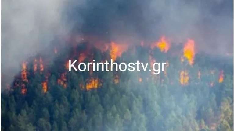 Σε εξέλιξη πυρκαγιά στον Μποζικά Κορίνθιας