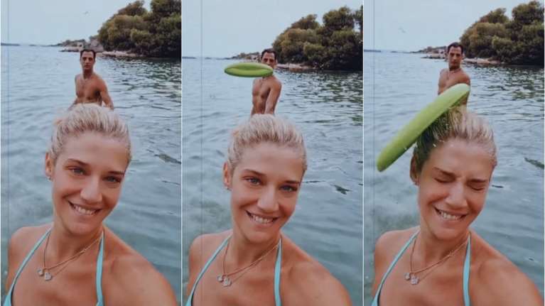 O Δήμος Αναστασιάδης &quot;προσγείωσε&quot; το φρίσμπι στο κεφάλι της Τζένης Θεωνά- Δείτε το απολαυστικό βίντεο