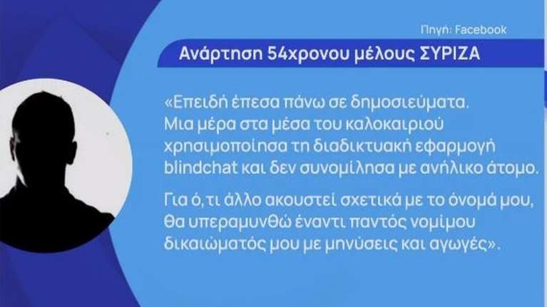 Κολωνός: Τι αναφέρει σε ανάρτηση το πρώην μέλος του ΣΥΡΙΖΑ που φέρεται να συνομιλούσε με την 12χρονη