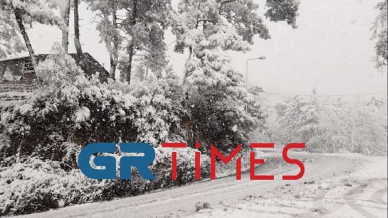 Στα &quot;λευκά&quot; η Θάσος: Πρωτοφανής χιονόπτωση στο νησί [Εικόνες - Βίντεο]