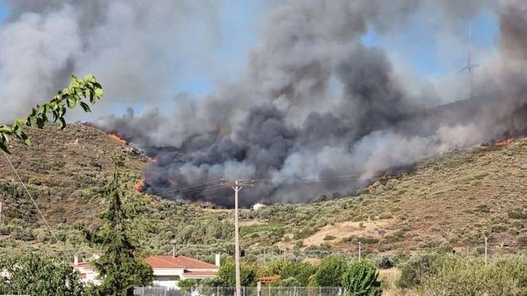 Σε εξέλιξη μεγάλη πυρκαγιά στη Νέα Σάντα Ροδόπης - Επί τόπου  επίγειες και εναέριες δυνάμεις