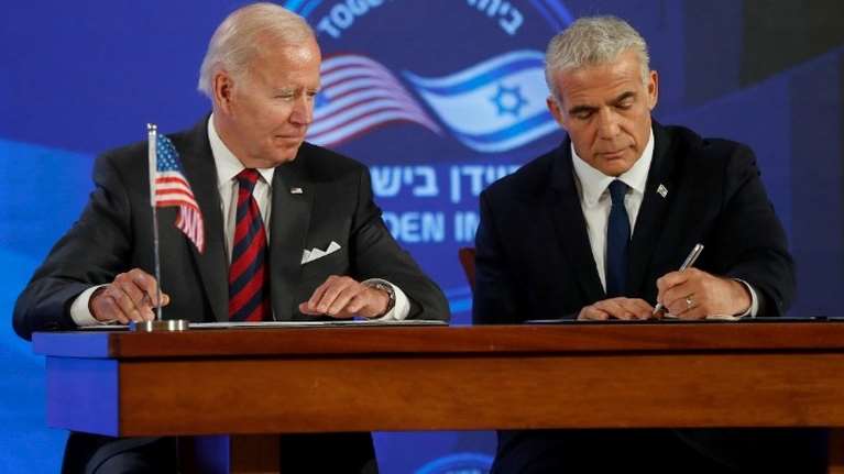 Μπάιντεν και Λαπίντ υπέγραψαν τη &quot;Διακήρυξη της Ιερουσαλήμ&quot; - Δέσμευση ότι δεν θα αποκτήσει πυρηνικά το Ιράν