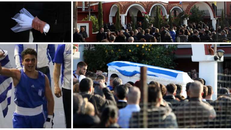 Κηδεία Βασίλη Τόπαλου: Σπαρακτικές σκηνές με κουφέτα, την ελληνική σημαία και τους συναθλητές του με φόρμες της Εθνικής