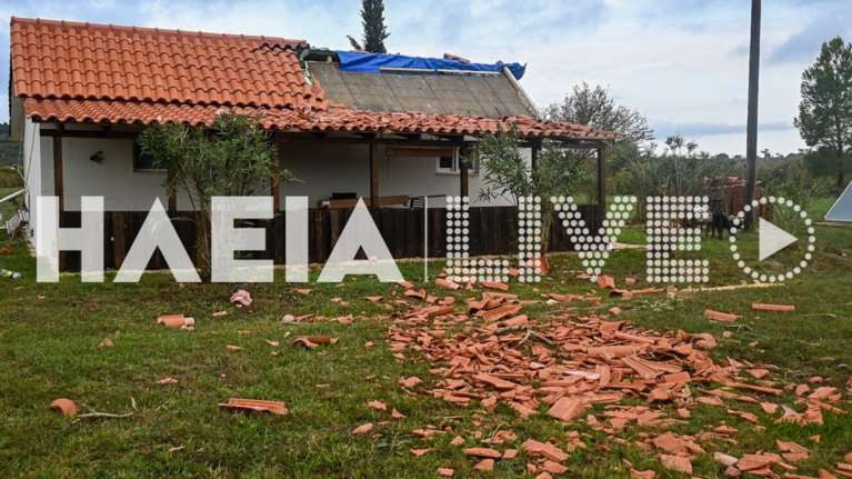 Ανεμοστρόβιλος σάρωσε την Ηλεία: Ξερίζωσε δέντρα, διέλυσε στέγες [εικόνες - βίντεο]