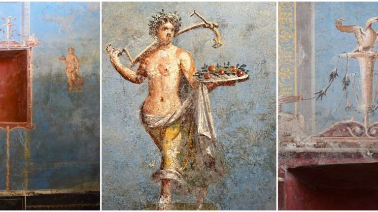 Σπουδαία ανακάλυψη στην Πομπηία: Το  δωμάτιο με σπάνιο μπλε χρώμα και γυναικείες θεότητες [εικόνες, βίντεο]