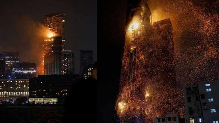 Κόλαση στο Χονγκ Κονγκ: Mεγάλη φωτιά σε υπό κατασκευή ουρανοξύστη- Στις φλόγες 42 όροφοι [Εικόνες- Βίντεο]