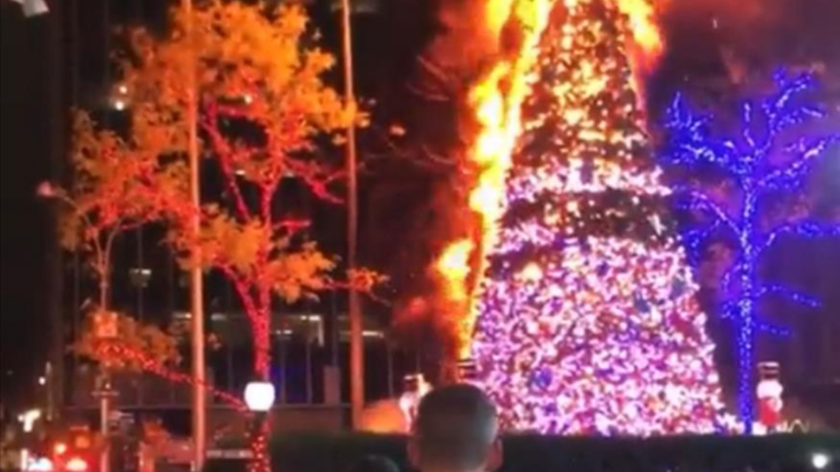 Νέα Υόρκη: Τυλίχθηκε στις φλόγες το τεράστιο χριστουγεννιάτικο δέντρο του Fox News [Εικόνες - Βίντεο]